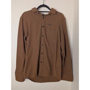 Volcom Modern Fit Mens Longsleeve Brown Button Up Skate Surf